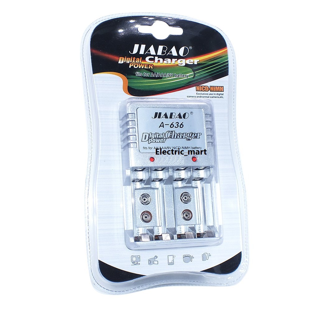 ถ่านชาร์จ JIABAO Battery Charger ชาร์จแบตเตอรี่ 3 แบบ AA AAA 9V อุปกรณ์