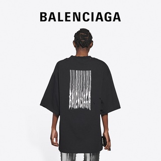 เสื้อยืดผ้าฝ้ายพิมพ์ลาย Balenciaga Balenciaga ใหม่ BARCODE เสื้อยืดลําลอง แขนสั้น คอกลม ทรงหลวม สําหรับผู้ชาย