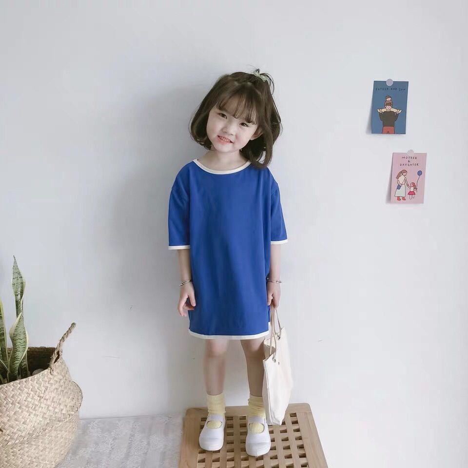 ชุดเด็กผู้หญิงใหม่สาวชุดแขนสั้นเด็ก-2020-หลวม