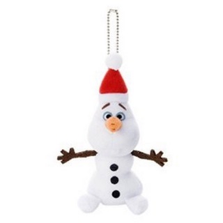 แท้ 100% จากญี่ปุ่น พวงกุญแจ ดิสนีย์ โอลาฟ Disney Ana And The Snow Queen Santa OLAF Plush Doll Ball Chain