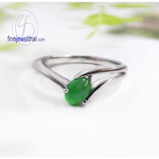 Finejewelthai-แหวนหยก-หยกแท้-แหวนพลอย-แหวนเงินแท้-พลอยประจำเดือนเกิด-Jade-Silver-Ring-Birthstone-R1100jd