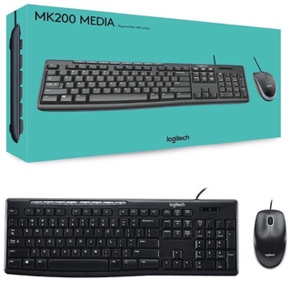 KEYBOARD &amp; MOUSE (คีย์บอร์ดและเมาส์) LOGITECH MK200 MEDIA (BLACK)