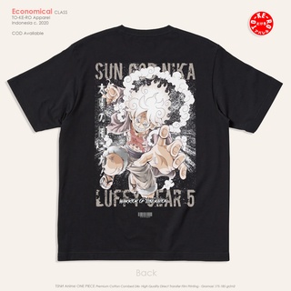 เสื้อยืดแขนสั้น 【HOT】(ECO Class) เสื้อยืด ลายการ์ตูนอนิเมะ One Piece Luffy Sun God Nika Gear 5 (สีดํา) Polyster 30s