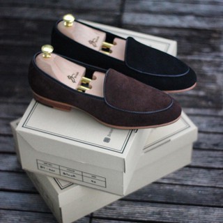 ภาพขนาดย่อของภาพหน้าปกสินค้าBritish รองเท้าหนังกลับ รุ่น Belgian Loafers (Brown) จากร้าน british_leathershoes บน Shopee