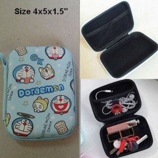 กล่องซิป ใบใหญ่ ใส่ powerbank หูฟัง อุปกรณ์ DIY สำหรับพกพา ลาย โดราเอม่อน Doraemon ขนาด 4x5x1.5 นิ้ว