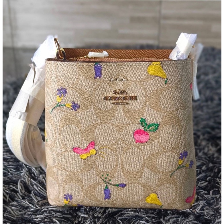 COACH MINI TOWN BUCKET BAG IN SIGNATURE CANVAS WITH DREAMY VEGGIE PRINT (COACH C8255) Shopee