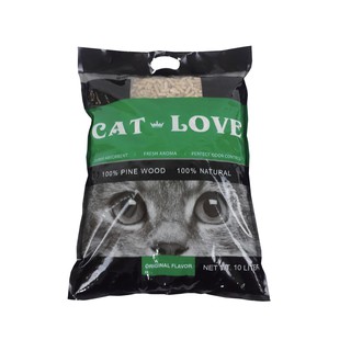 สินค้า Cat Love ทรายแมวไม้สนธรรมชาติ 10 ลิตร ทรายแมวเปลือกสน ทรายแมว ทิ้งชักโครกได้ pinewood litter