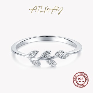 Ailmay แท้ แหวนเงินแท้ 925 ประดับเพทายใส สวยหรู ของขวัญแต่งงาน สําหรับผู้หญิง