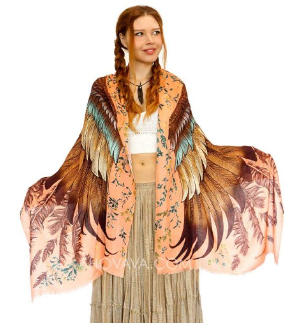 ผ้าพันคอ-ผ้าคลุมไหล่-shovava-saffron-wings