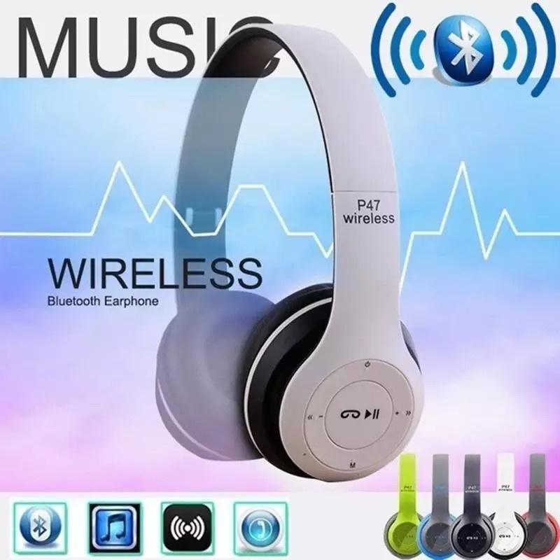 ใหม่-หูฟังแบบครอบหู-p47-wireless-headphones-หูฟังบลูทูธไร้สาย-เชื่อมต่อเร็ว-หูฟังออกกำลังกาย-คุณภาพเสียงดี