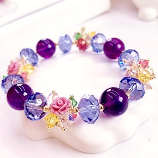 Original Design Explosive Natural Flower Fairy Amethyst Bracelet Bracelet Female Flower Light Luxury Tanabata Valentine