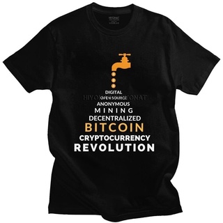 T-shirt  เสื้อยืดแขนสั้น ผ้าฝ้าย พิมพ์ลาย Cryptocurrency Bitcoin แฟชั่นฤดูร้อน สําหรับผู้ชายS-5XL