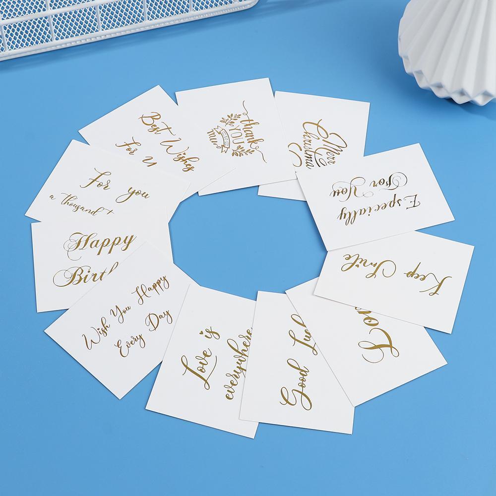 beauty-50pcs-white-greeting-card-6x8cm-wedding-party-happy-birthday-gold-stamping