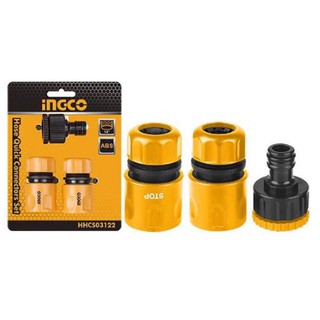 INGCO ชุดข้อต่อสายยาง 3 ชิ้นชุด รุ่น HHCS03122 ( Hose Quick Connectors ) ข้อต่อสวมสายยาง ข้อต่อเครื่องฉีดน้ำ-