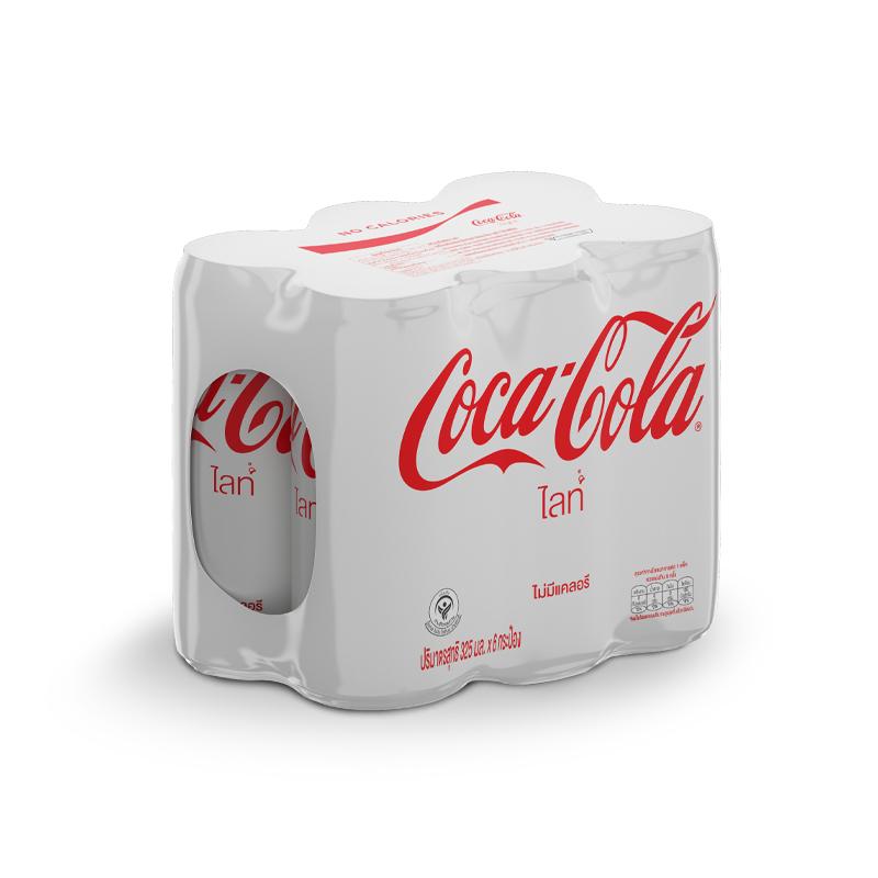 โค้ก-น้ำอัดลม-ไลท์-325-มล-6-กระป๋อง-coke-soft-drink-light-325ml-pack-6