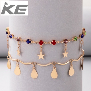 foot ornaments Colored diamond double-anklet Alloy star disc multi-anklet for girls for women
