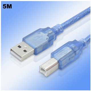 2020 ปีความเร็วสูงโปร่งใสสีฟ้าสาย USB 2.0 ประเภท A ชายเป็นชาย B แบบ Dual สำหรับ 5 m