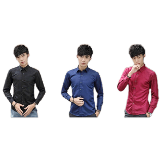 โปรโมชั่น : Leoman เสื้อเชิ๊ต แขนยาว ผู้ชาย แต่งกระดุมหน้า สีพื้น รุ่น 021