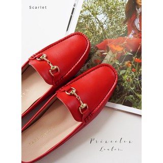 EARL GREY รองเท้าหนังแท้ หนังนิ่ม พื้นนุ่ม มีซัพพอร์ต รุ่น Princeton Loafer series in Scarlet
