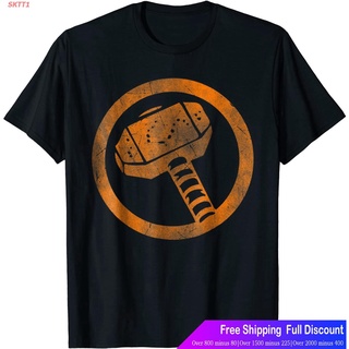 SKTT1 Marvelเสื้อยืดลำลอง Marvel Thor Hammer Logo Orange Tonal Cut-Out T-Shirt Marvel Round neck T-shirt]KC