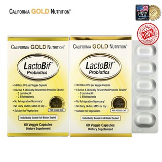[พร้อมส่ง] โพรไบโอติกส์ ปรับสมดุลลำไส้ California Gold Nutrition, LactoBif Probiotics, 60 แคปซูล