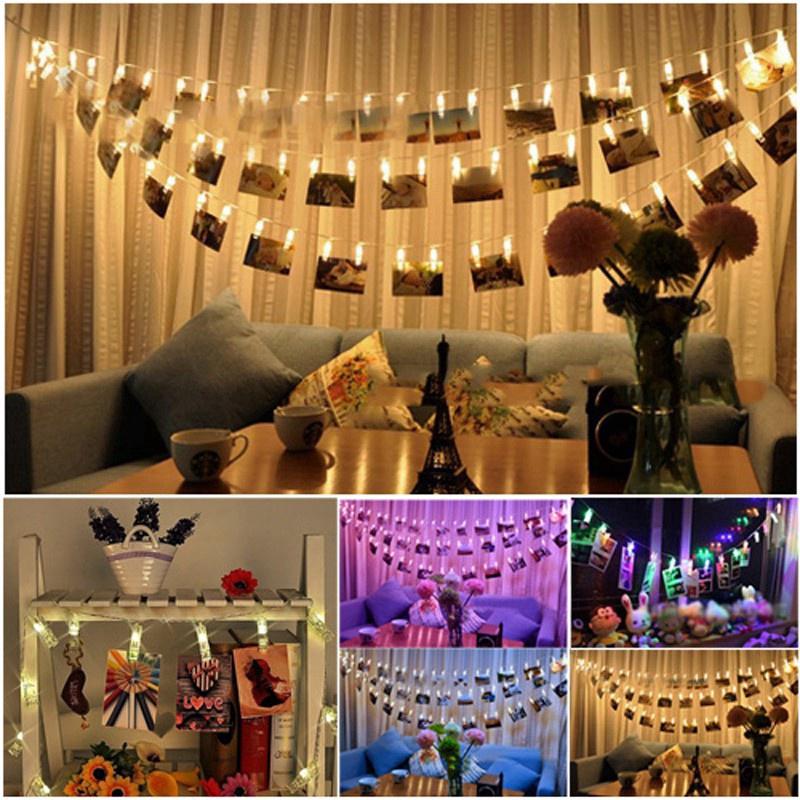 10/20/40 LED Photo Peg Clip LED Fairy String Light Wedding Picture Hanging Decor