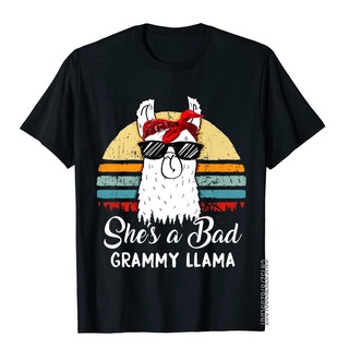 [S-5XL]เสื้อยืด ผ้าฝ้าย พิมพ์ลาย SheS A Bad Grammy Llama สไตล์อังกฤษ สําหรับผู้ชาย