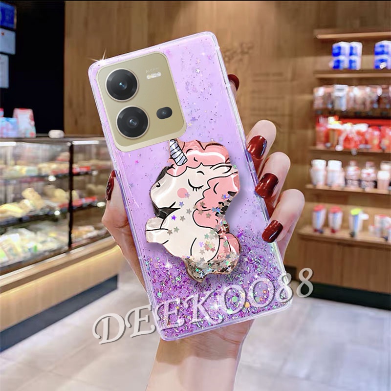 เคสโทรศัพท์มือถือ-vivo-y35-y22s-y22-y16-y02s-v25-5g-v25e-4g-2022-new-handphone-casing-lovely-cute-cartoon-unicorn-bling-stars-with-stand-holder-tpu-back-cover-phone-cell-case-vivov25e-vivoy35-vivoy16