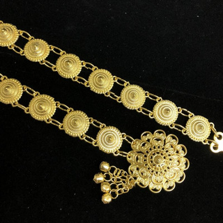 Vintage jewelry เครื่องตกแต่งผู้หญิง เข็มขัดอีสาน ชุดล้านนาไทย เข็มขัดสีทอง