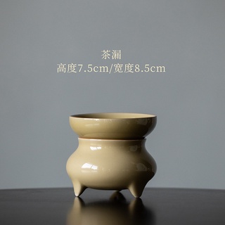 Dingynasty กระถางธูป สีเหลือง ระบายน้ําชา [Huayun] ที่กรองชา พิธีชงชา ตาข่ายกรอง แบบรูมือ พร้อมที่ลากด้านล่าง ชุดน้ําชากังฟู อุปกรณ์เสริม [A