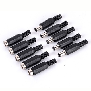 10pcs Male / Female DC Power Jack Plugs Socket Adapter Connector 2.1mm x 5.5mm