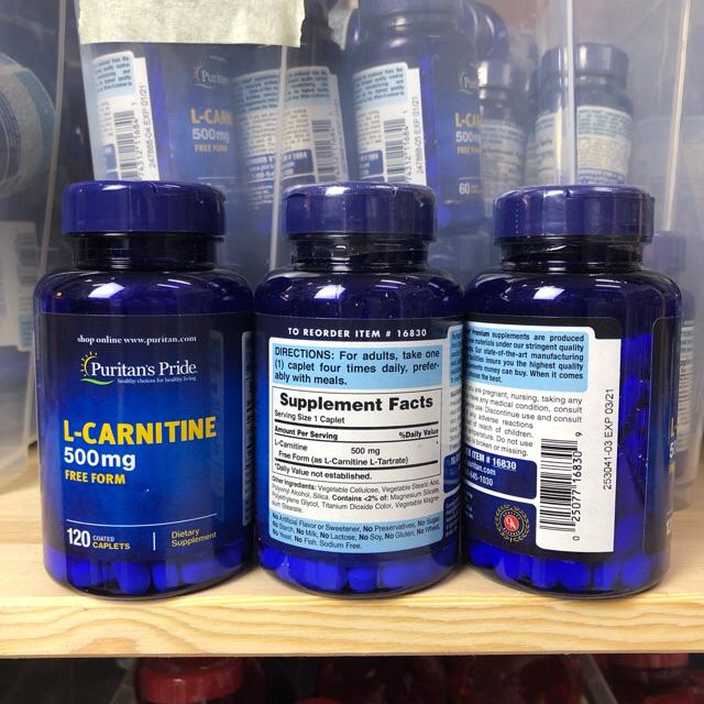 Puritan's Pride [14v L-Carnitine #1] 500/1000 mg Fumarate 60,90,120  caplets 22   | Shopee Thailand