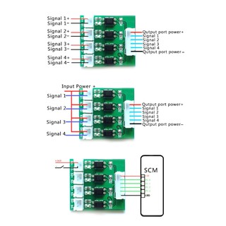 โมดูลอะแดปเตอร์แปลงสัญญาณ 4 Channel 12v / 24v To 5 V Input Optocoupler