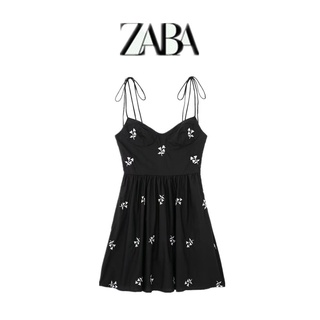 ZARA ชุดเสื้อผ้า ปักลายดอกไม้ สีดํา สไตล์ยุโรป และอเมริกา สําหรับผู้หญิง 0881404 800