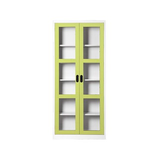 ตู้เอกสาร ตู้เหล็กสูงบานเปิดกระจก KIOSK MAX-052 สีขาว/เขียว เฟอร์นิเจอร์ห้องทำงาน เฟอร์นิเจอร์และของแต่งบ้าน HIGH STEEL