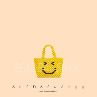 กระเป๋าลูกปัด Juno bag สีเหลืองลาย Smiley