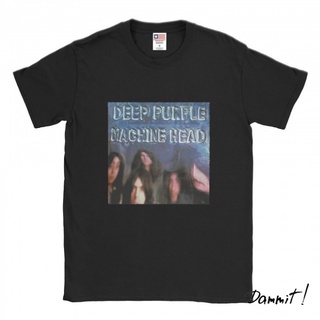 เสื้อยืดผ้าฝ้ายCOTTON เสื้อยืด พิมพ์ลาย Deep Purple Machine Head Band สีดําS-5XL