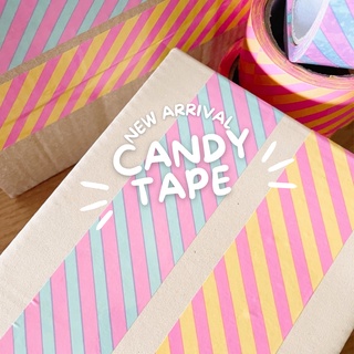 NEW! เทป 2 นิ้ว 50 หลา (ม้วน) ลาย Candy Stripes Tape OPP tape Box Tape Packing Tape ปิดกล่อง ติดกล่อง สก็อตเทป