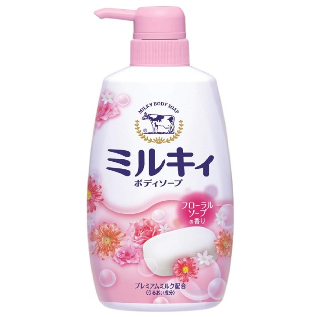 cow-brand-ครีมอาบน้ำ-สูตรน้ำนม-กลิ่นดอกไม้-ชุดละ-2-ขวด-ขวดละ-550-มิลลิลิตร-cow-brand-milky-body-soap-with-pump