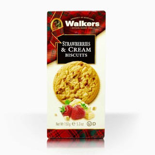 Walkers Strawberries&amp;Cream Biscuits วอลเกอร์ บิสกิต สตอเบอรี่และครีม นำเข้าจากสก็อตแลนด์ ขนาด 150 กรัม