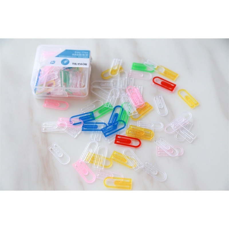 คลิปหนีบกระดาษพลาสติกคละสี-plastic-papaer-clips-พร้อมส่ง