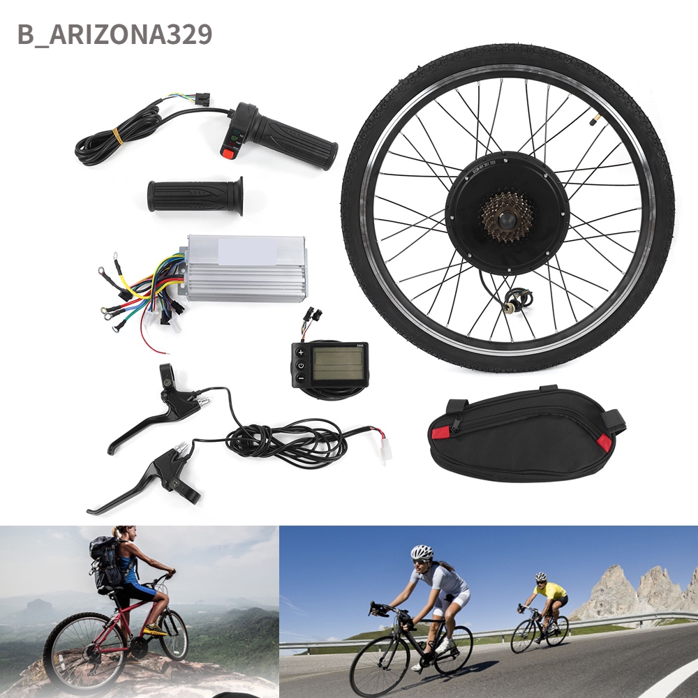 arionza-ชุดแปลงจักรยานไฟฟ้า-ชุดดุมล้อหลัง-มอเตอร์ดุมล้อ-ยางไนล่อน-ก้านเบรก-พร้อมจอ-lcd-มิเตอร์-26-นิ้ว