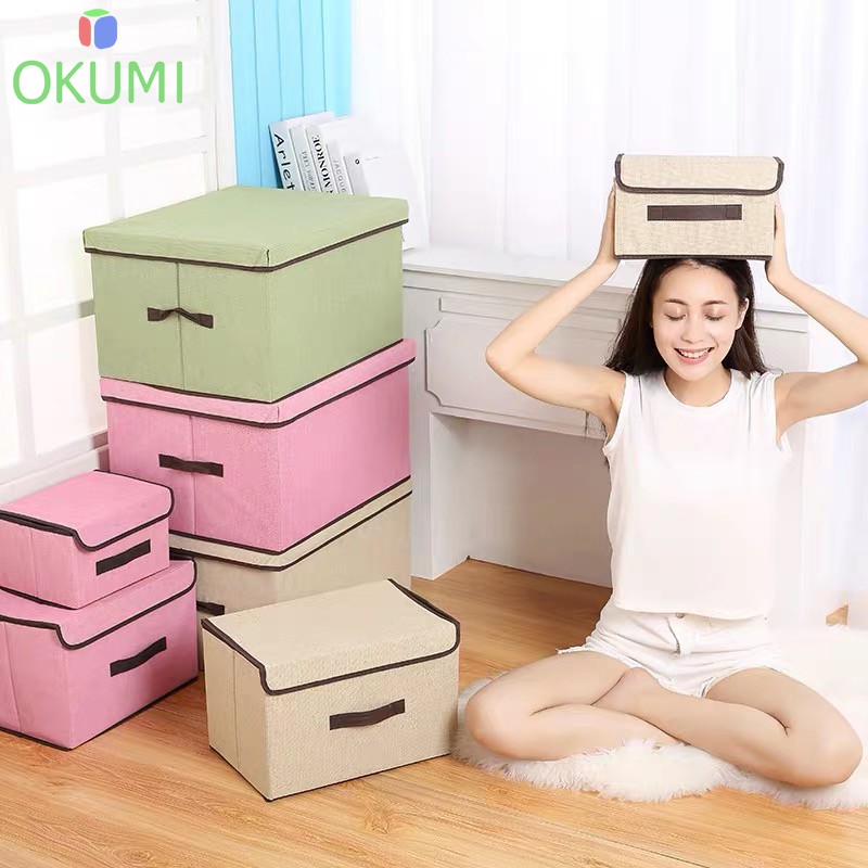 รูปภาพสินค้าแรกของOKUMI_SHOP กล่องพับ กล่องอเนกประสงค์ กล่องผ้าลินิน กล่องใส่เสื้อผ้า กล่องเก็บของ พับเก็บได้(K-601)