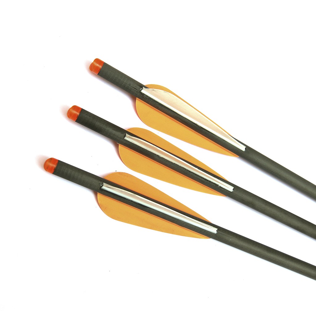 ภาพหน้าปกสินค้า3 pcs CROSSBOW 20 Inches Archery carbon arrows 400 Spine OD 8.8mm with Orange White Feather Crossbow bolt จากร้าน odysseyarchery บน Shopee