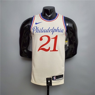 เสื้อบาสเก็ตบอล ลาย NBA Philadelphia 76ers 2020 #เสื้อกีฬาบาสเก็ตบอล 21 City Limited Edition Bege No.21