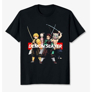 เสื้อแฟชั่นผญ - [ขายร้อนคลาสสิก] Demon Slayer Kimetsu No Yaiba อะนิเมะ Merch เสื้อยืดสีดํา Unisex