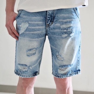ภาพขนาดย่อของสินค้ากางเกงยีนส์ขาสั้นผู้ชายสไตล์เกาหลี