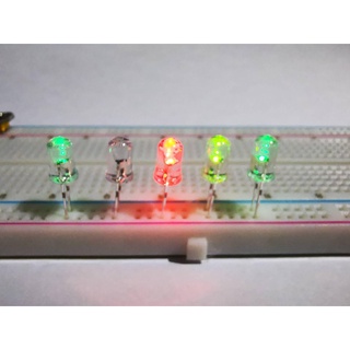 100 หลอด/Pack  LED กระพริบเร็ว สีสายรุ้ง ขนาด 5 มม.ไฟDC 3Volt  LED Flash Fast Rainbow color Super bright  5mm