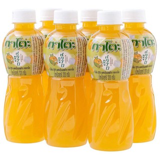 Kato 25 percent orange juice with coconut jelly 320 grams pack of 6 bottles