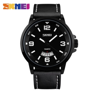 SKMEI Fashion Mens Watches Top Brand Luxury Watch Men Leather Strap 3Bar Waterproof Quartz Wristwatches relogio